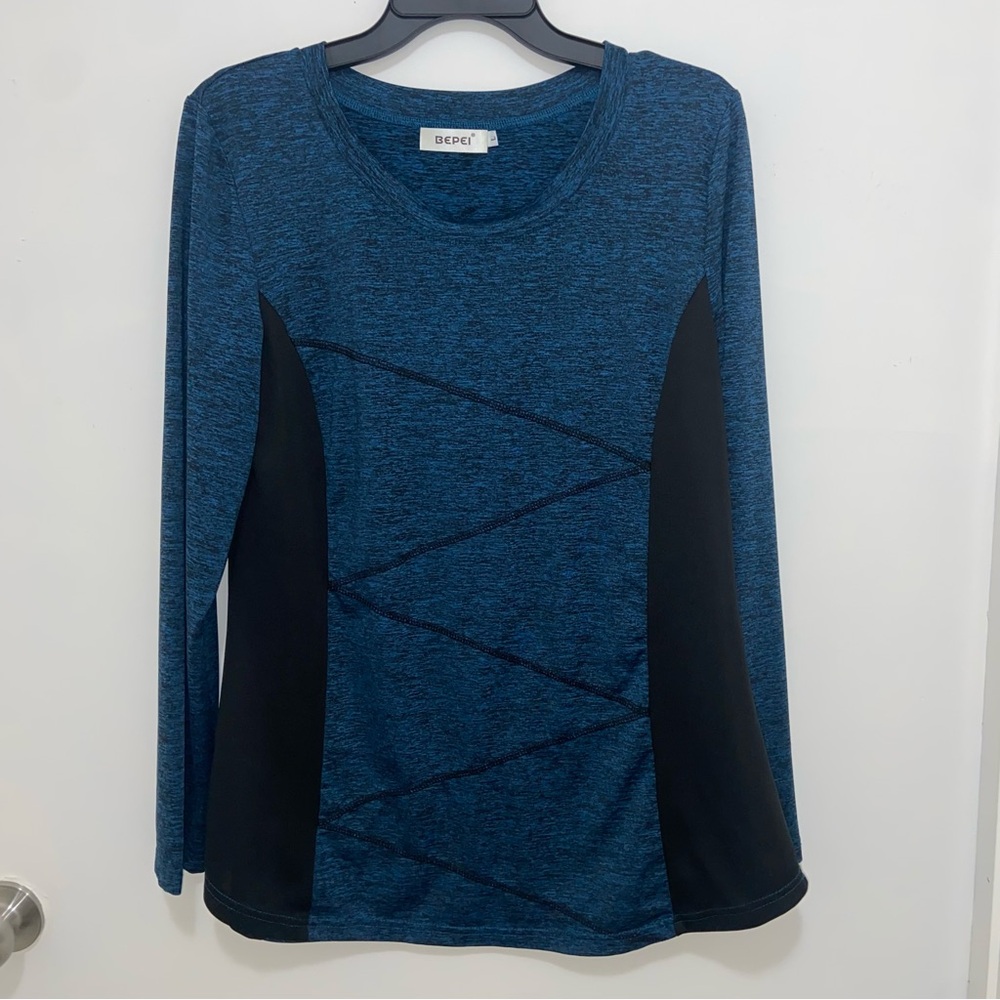 Bepei Deep Blue and Black Women's Longsleeve Top